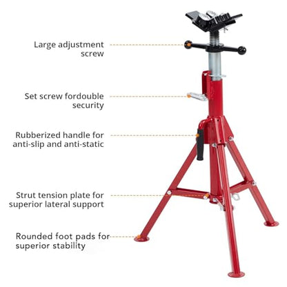 Heavy-Duty Pipe Stand, Adjustable Height 28-52 Inches,Folding Pipe Jack Stand with 4-Ball Transfer V-Head,2500 Lbs Load Capacity,Ideal for Construction Projects,Welding and Automotive. - size: 4-Balls