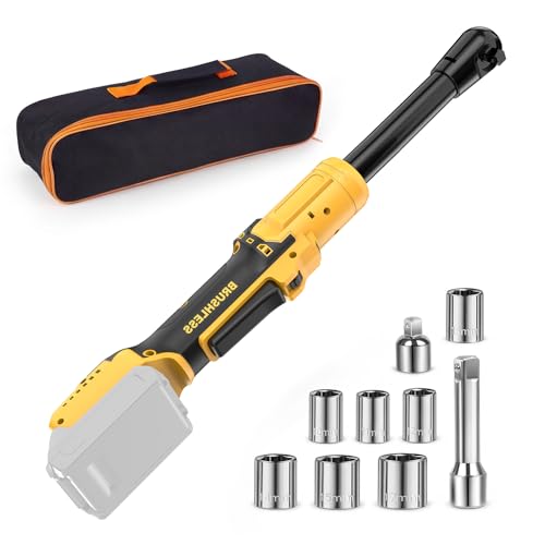 3/8" Cordless Ratchet Wrench Fit for Dewalt 20V Battery | 80FT-LBS Electric Ratchet Wrench with 5 Speeds, Sockets Set, Adapters and Tool Bag(No Battery)