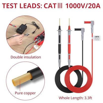 BINTA 28PCS Silicone Multimeter Leads Kit with Replaceable Test Probes | 4PCS Alligator Clips Test Hook Storage Bag, Gold-Plated Multimeter Test Leads Kit for Industrial Car Electrical Testing Home - style: 28PCS