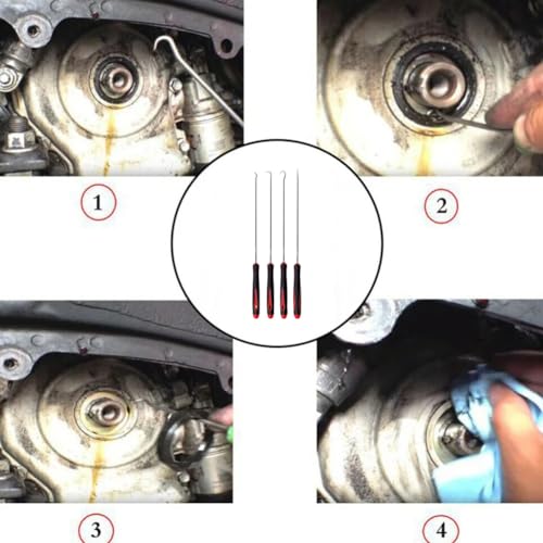 (Lengthened Type) 4-Piece Set, Oil Seal Hook, Pull Out The Hook, Oil Seal Screwdriver， Pull Out The and Remove， for Automotive, Electronics, Daily Home Repair Tools, Storage Trays.