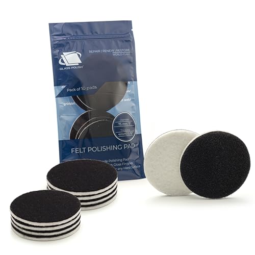Glass Polish 3 inch (75mm) Pack of 10 Felt Polishing Pads for Polishing Glass, Plastic, Metal and Marble | For Cerium Oxide Glass Polishing, Scratch Removal, Plastic & Headlight Restoration, Metal Polishing & Clear Coat Finishing - style: 3" (10 Pads)
