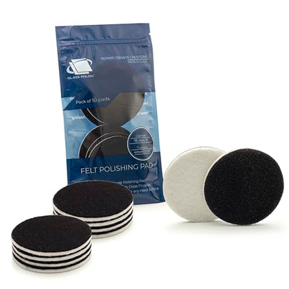 Glass Polish 3 inch (75mm) Pack of 10 Felt Polishing Pads for Polishing Glass, Plastic, Metal and Marble | For Cerium Oxide Glass Polishing, Scratch Removal, Plastic & Headlight Restoration, Metal Polishing & Clear Coat Finishing - style: 3" (10 Pads)