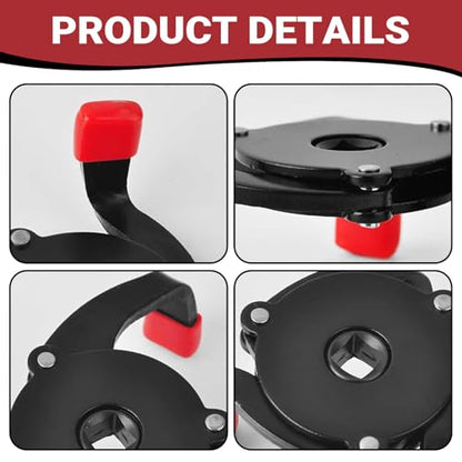 Car 3 Jaw Oil Filter Wrench, Anti-slip One-way Flat 3 Jaw Oil Filter Removal Tool, Adjustable Oil Filter Removal Tool, Universal 1/4" to 3/8" Drive Adapter, for Car (Black)
