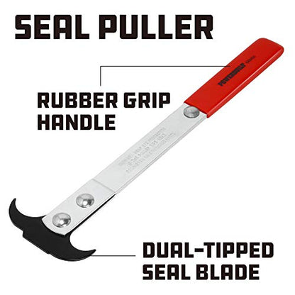 Powerbuilt Seal Puller, Heavy-Duty Tool for Seal Removal, Easy Grip, Automotive, Mechanical, and DIY Application - Red 648494