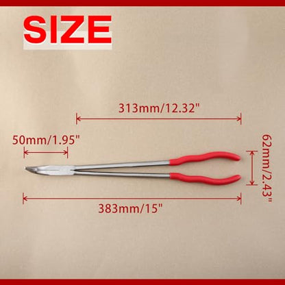 SPEEDWOX 15-Inch 90 Degree Needle Nose Pliers - Extra Long, Carbon Steel, Red, Ergonomic Grip - style: 90 Degree