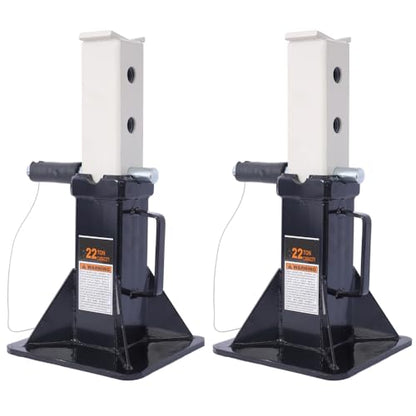 22-Ton Heavy-Duty Jack Stands, Adjustable Steel Support with Locking Pin, Professional Automotive Stand for Trucks, SUVs, and Vehicles, 44,000 lbs Capacity, 1 Pair (Black + Steel) - color: Black + Steel