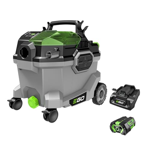 EGO Power+ Shop Vacuum Wet Dry, Car Vac, Portable Cordless Cleaner, 9 Gallon 110 CFM, Includes 56V 5.0Ah Battery and Charger - WDV0904 - style: Wet/Dry Vacuum w/5.0Ah Battery