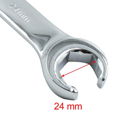 uxcell Repair Tools Auto Anti-Slip Double Ended Flare Nut Wrench 22mm x 24mm