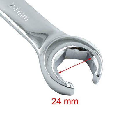 uxcell Repair Tools Auto Anti-Slip Double Ended Flare Nut Wrench 22mm x 24mm