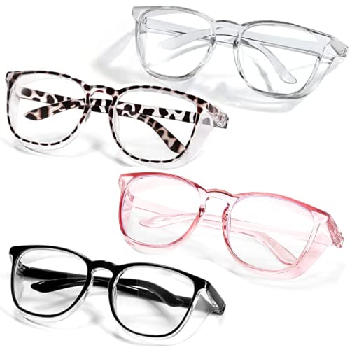 SQIMZAR Safety Glasses Goggles For Women Nurses Protective Eyewear,Anti Fog Safety Goggles - color: Black+leopard+clear+pink