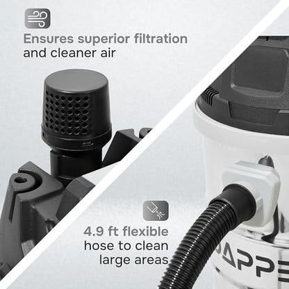 Dapper Supply 10 Gallon 4.0 Peak HP Wet/Dry Vacuum, Stainless Steel Tank, 3 in 1 Function Portable Shop Vacuum with Attachments, Ideal for Jobsite, Garage & Workshop. - size: 10 Gal