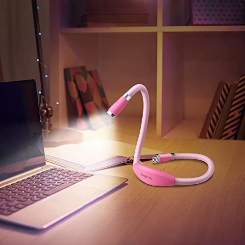 Neck Book Light, LED Reading Lamp, USB-C Rechargeable, Hands Free, 4 LED Bulbs, 4 Adjustable Brightness, for Reading in Bed or Reading in Car Lamp (Pink) - color: Pink