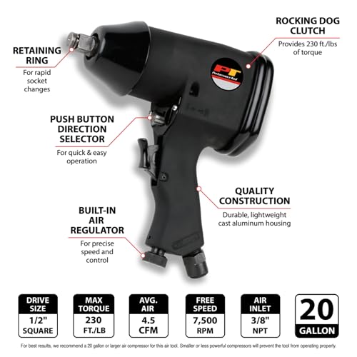 Performance Tool M558DB 1/2-Inch Drive Impact Wrench 230ft/lbs of Torque - size: 1/2" Impact Wrench