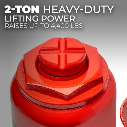 XtremepowerUS 2-Ton Portable Hydraulic Bottle Jack Stand Hydraulic Jack Lift Farm RV Truck Lifting Equipment Shop Hand Pump (5,000 LBS) Capacity - size: 2 Ton