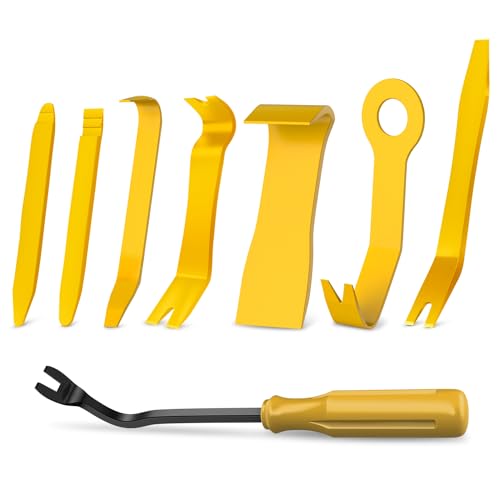 Nilight 8PCS Auto Trim Removal Tool Kit No-Scratch Removal Tool Kit for Car Audio Dash Panel Window Molding Fastener Remover Tool Kit-Yellow - color: Yellow, size: 8Pcs