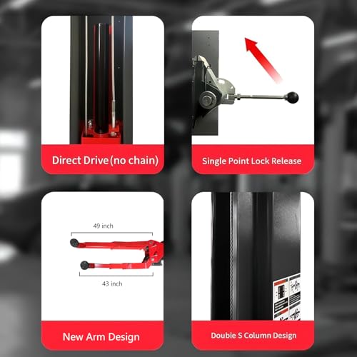 KATOOL 11000lbs Single Point Lock Release Direct Drive Two Post Lift Asymmetry Arm 3+2 Double S Design 2 Post Lift Auto Lift 2-Post Lift Clear Floor Car Lift, 220V