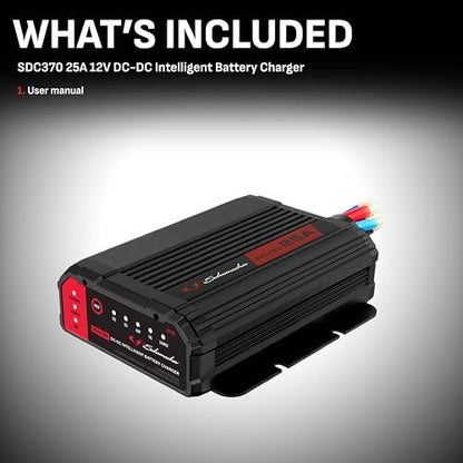 Schumacher Electric Smart Battery Charger and Maintainer - 25A 12V DC-DC - Standard, AGM, Gel, Calcium & Lithium Battery Charger - Use with Smart Alternators for Off-Grid Power - style: SDC370