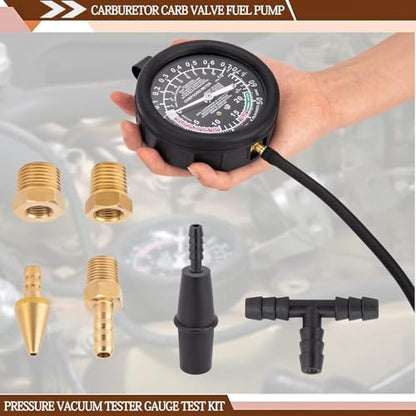 Vacuum Gauge Automotive Tester Kit, Carburetor Fuel Pressure Tester Diagnostics Tool Kit