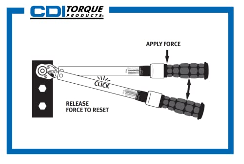 CDI 3/8 Inch Drive Adjustable Click Torque Wrench, Range 100-750 In Lbs / 14.1-81.9 Nm (7502MRMH) - size: 3/8", style: 100-750 in.lbs