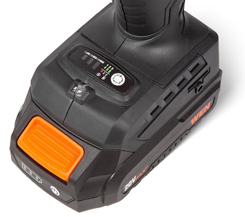 WEN 20V Max Brushless Cordless Compact 1/2-Inch Impact Wrench with SmartStop, 2.0 Ah Lithium-Ion Battery and Charger (20108) - style: Cordless + Battery + Charger