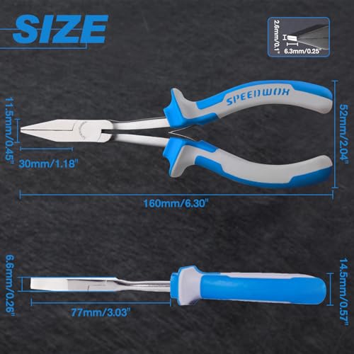 SPEEDWOX 6 Inches Long Reach Flat Nose Pliers Smooth Jaws Duckbill Pliers | Precision Duck Bill Fine Pliers for Hard to Reach Narrow Spaces, High Leverage, Non-slip Handles Small Plier Thin Long Handle - style: Flat Nose Pliers