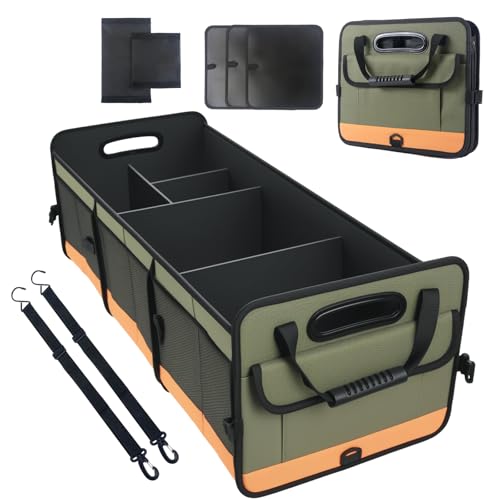 Trunk Organizer for Suv, Sturdy Storage Organization with Non-Slip Bottom Strips, 95L Large Capacity Cargo Organizer for Car, Truck, Sedan, Waterproof Portable Car Organizers for Women Men(Green) - color: Green