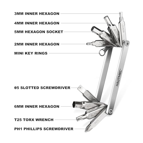 HAUTMEC 9 in 1 Bike Multitool, Mini Bike Repair Tool Kit for Road and Mountain Bikes, Lightweight Stainless Steel Bike Tool With 2/3/4/6mm Inner Hexagon and Phillips Screwdriver Multitool HT0418-BT - color: 9-in-1 Mini