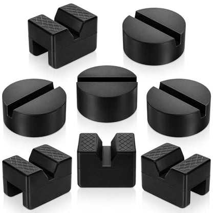 8 Pcs Jack Stand Pads, Black Rubber Cars Jack Stand Pads 2-3 Ton Universal Slotted Rail Pinch Welds Protector for Car Accessories