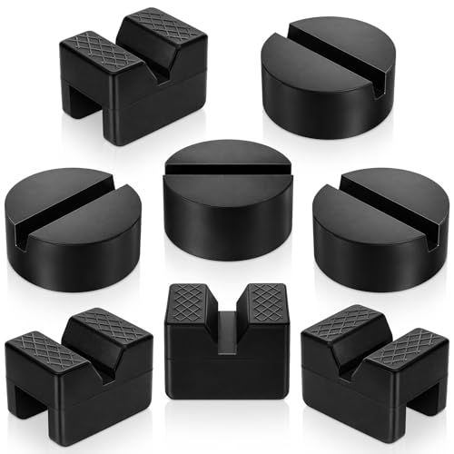 8 Pcs Jack Stand Pads, Black Rubber Cars Jack Stand Pads 2-3 Ton Universal Slotted Rail Pinch Welds Protector for Car Accessories