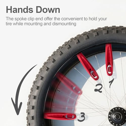 Prutomr Ultra Strong Bicycle Tyre Levers, 2 Sets Compact Bike Tire Repair Kit, Sturdy Plastic Bike Tire Spoons Set, Reliable Cycling Changing Tools, Quick Repair Pry Bar Lever Kits, Red, Black