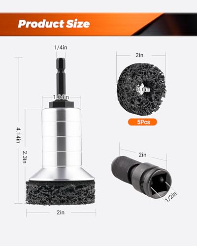 Wheel Brake Hub Cleaning Disc,Cleaner Resurfacing Tool Metel Hub Drill Brush Attachments for Rust Remover Wheel Bolt Stud Cleaner Fits Power Drill or 1/2" Impact Driven Wrenches for Brake Rotors Hubs