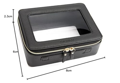 Aveniee Clear Makeup Bag Organizer, Portable Travel Toiletry Cosmetic Bag Case for Women, Heavy Duty Clear Pouch with zipper with Transparent Vinyl Windows & Gold Zippers(Black) - color: Black, style: Classic