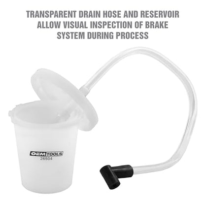 OEMTOOLS 26504 Brake Bleeder Kit, One Man Brake Bleeder Kit, 12" Transparent Hose with Reservoir, 3 Screw Adapters, Mess Free Easy Oil Disposal - style: Brake Bleeder Kit with Adapters
