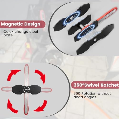 Brake Tools, Brake Caliper Compression Tool, Brake Caliper Tool, Caliper Piston Compressor Tool with 4 Heavy-Duty Caliper Hooks, Car Disc Brake Repair (Large Size red)