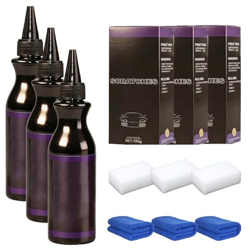 Scratch Remover for Vehicles, 2026 New Car Scratch Repair Kit, Multifunctional Car Paint Scratch Remover for Surface Damage, Portable Car Polishing Wax for All Drivers (3 Set) - color: 3 Set Black