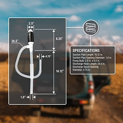 TERA PUMP Manual Portable Siphon Pump | Up to 12 Liter per Minute, Multiuse Patented Suction Tube, Can be Set Straight (Rigid) w/Additional Piece - style: 3 GPM
