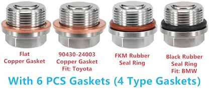 1PC M24x1.5 Stainless Steel Transmission/Front Differential Magnetic Oil Drain Plug Fit for 08-20 Lexus GX460 LX570; Toyota 4Runner FJ Cruiser Land Cruiser Tacoma Tundra, Replace 90341-24014 - size: M24x1.5