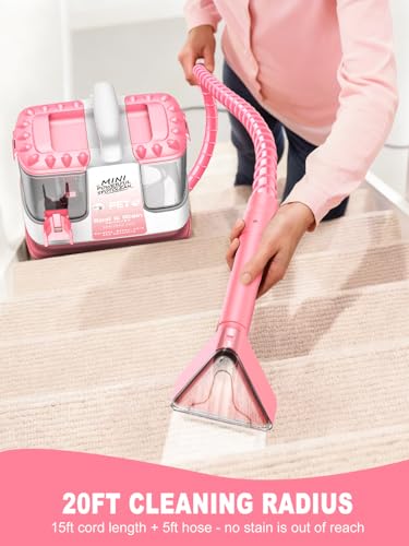 Upholstery Cleaner Machine, 16Kpa Portable Carpet & Upholstery Spot Cleaner Machine, Deep Stain Cleaning for Carpet, Pets, Stairs, Car Seat, Couch, with 5 Cleaning Tools and Cleaning Solutions