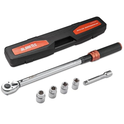 6-Piece 1-1/2" Drive Click Torque Wrench Set | 40-210Nm (±3% Accuracy), Includes CR-V Sockets (17/19/21/24mm) & 5" Extension Bar, 72-Tooth Ratchet, Master Torque Wrench Kit - size: 6pcs 1/2"
