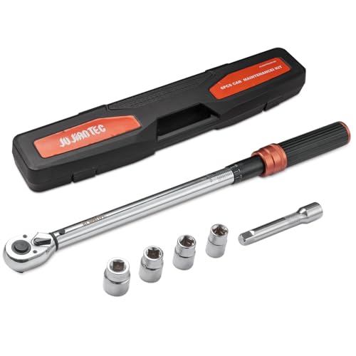 6-Piece 1-1/2" Drive Click Torque Wrench Set | 40-210Nm (±3% Accuracy), Includes CR-V Sockets (17/19/21/24mm) & 5" Extension Bar, 72-Tooth Ratchet, Master Torque Wrench Kit - size: 6pcs 1/2"