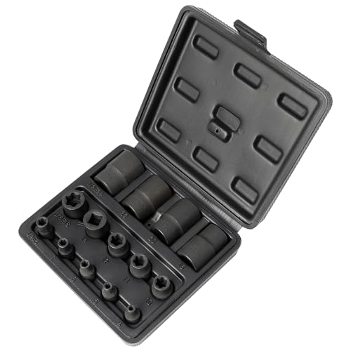 External Torx Plus Socket Set 6 Point EP Socket EP4, EP5, EP6, EP7, EP8, EP10, EP11, EP12, EP14, EP16, EP18, EP20, EP22, EP24 with 1/2'' 3/8'' 1/4'' Dr E-Torx Plus Socket 14pc - size: 14PC