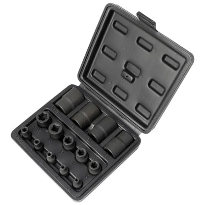 External Torx Plus Socket Set 6 Point EP Socket EP4, EP5, EP6, EP7, EP8, EP10, EP11, EP12, EP14, EP16, EP18, EP20, EP22, EP24 with 1/2'' 3/8'' 1/4'' Dr E-Torx Plus Socket 14pc - size: 14PC