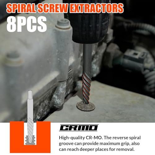 72Pcs Bolt Extractor Kit,Left Hand Drill Bit,Easy Out Screw Bolt Extractor | Heavy Duty,Durable&Resistant Damage,Solve Broken Screw Nuts,Multiple Size Options,for Men's Gift,Home Mechanical DIY - size: 72PCS