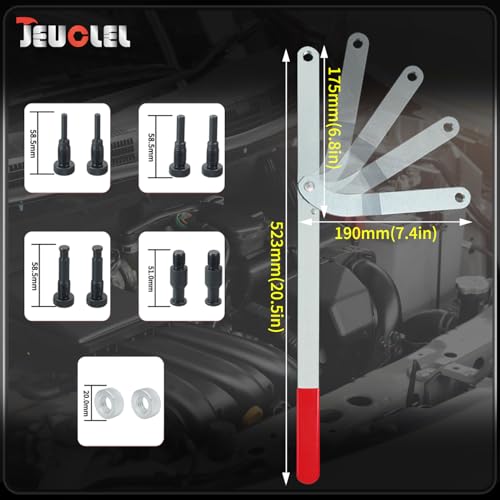 11PC Universal Camshaft Pulley Holder & Fan Clutch Removal Tool Set | Adjustable Sprocket Holding Wrench, Pins, Timing Belt, Cam Gear, Pulley Service, Automotive Alignment Repair Tool Kit