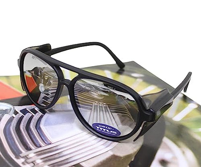 TITUS G35 Retro Aviator Z87 DOT ANSI CE Approved Safety Glasses | W/Protective Side Shields, UV400 Polycarbonate Lenses, Flexible Nylon Stems, Eye Protection, Sunglasses, Motorcycle, Shooting - color: Platinum Rev Mirror Over Smoke
