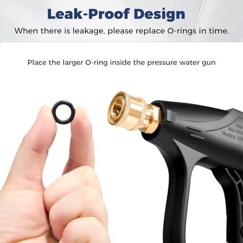Pressure Washer Gun with Foam Cannon, Industrial Car Wash Foam Gun Kit 1/4 Quick Connector, Adjustable Soap Cannon with 5 Pressure Washer Nozzle Tips, Adapter, 1 Liter - size: Six-Piece Set