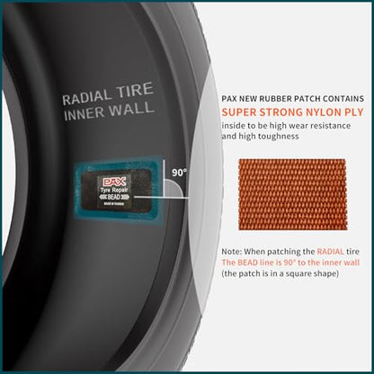 PAX Upgraded Radial Tire Repair Patches 125x60mm (10 Pack), 2-Layer Super Strong Nylon Fabric Heavy-Duty Puncture Fix for Truck & Car (Rubber Cement Required) - size: 125x60mm