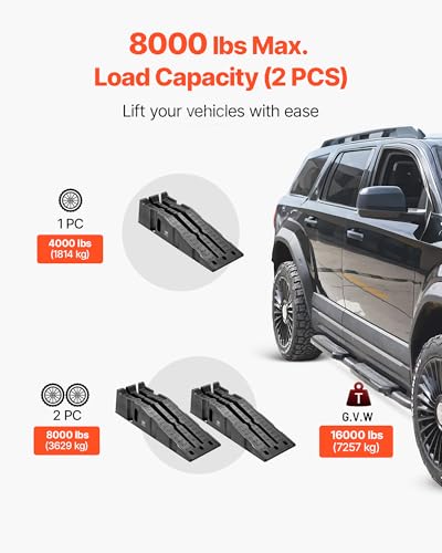 VEVOR Car Ramps, 2 PCS 16000 lbs GVW Capacity, 6.7 in Lift Height, Portable High Profile Car Service Ramps for Home Garage Maintenance and Oil Changes, Heavy Duty for Truck SUV Vehicle Repair, Black - size: 6.6*35.5inch