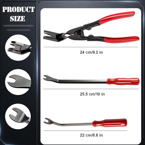 3 Pcs Auto Clip Pliers Set & Fastener Remover – Car Trim Rivet Removal Pry Tool Repair Kit with Storage Bag, for Automotive Door Panel, Upholstery, Dashboard, Plastic Fasteners (Red) - color: Red