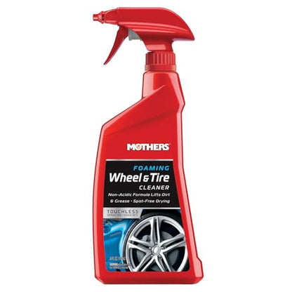 Mothers Foaming Wheel & Tire Cleaner, 24 oz. (05924) | Foaming Action Lifts Brake Dust & Grime, Safe for Factory-Coated Wheels, Restores, Cleans, Finishes Fast, Spot-Free Rinse - size: 24 Ounce (Pack of 1)